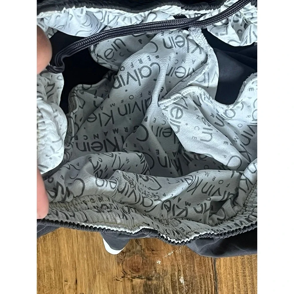 Calvin Klein Performance Womens Gray Lime Green Running Shorts Dolphin Hem Small